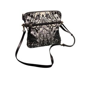 Etro Milano Paisley Canvas Crossbody Bag Black White Grey Made in Italy